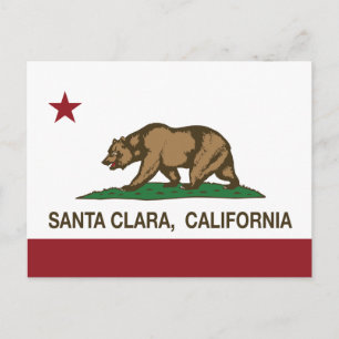 Carte Postale Drapeau d'État de Californie Père Noël Clara