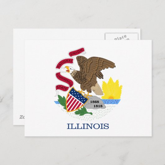 Carte Postale Drapeau d'état de l'Illinois (Devant / Derrière)