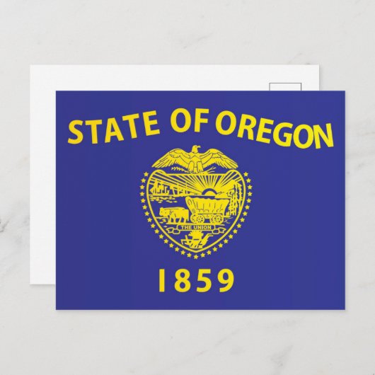 Carte Postale Drapeau d'État de l'Oregon, États-Unis (Devant / Derrière)