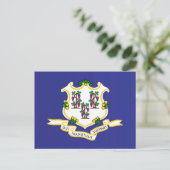 Carte Postale Drapeau d'État du Connecticut, États-Unis (Debout devant)