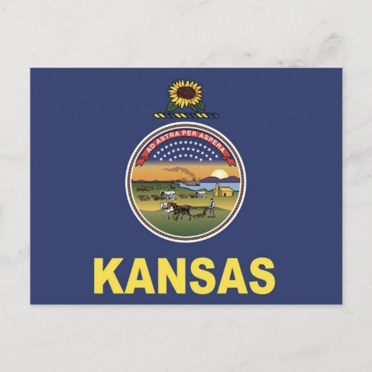 Carte Postale Drapeau d'État du Kansas, États-Unis (Devant)