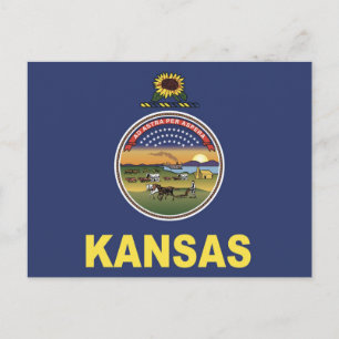 Carte Postale Drapeau d'État du Kansas, États-Unis