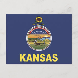 Carte Postale Drapeau d'État du Kansas, États-Unis