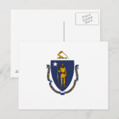 Carte Postale Drapeau d'État du Massachusetts (Devant / Derrière)