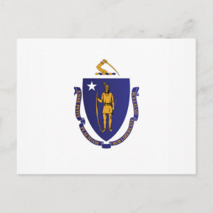 Carte Postale Drapeau d'Etat du Massachusetts, États-Unis