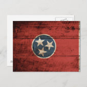 Carte Postale Drapeau d'état du Tennessee sur le vieux grain de  (Devant / Derrière)