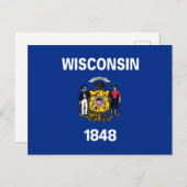 Carte Postale Drapeau d'État du Wisconsin (Devant / Derrière)