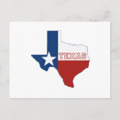Carte Postale Drapeau d'État en forme de Texas Rouge Blanc bleu  (Devant)
