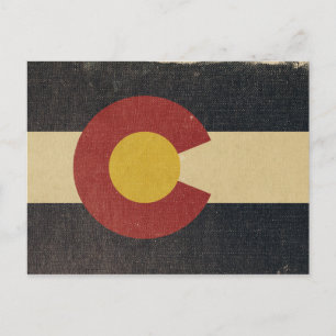 Carte Postale Drapeau d'État vintage du Colorado