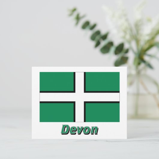 Carte Postale Drapeau Devon avec nom (Debout devant)