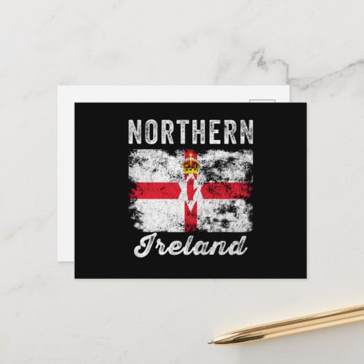 Carte Postale Drapeau d'Irlande du Nord en détresse (Devant/Arrière en situation)