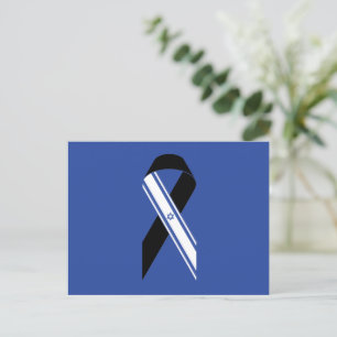 Carte Postale Drapeau d'Israël ruban noir mémorial bleu Hanukkah