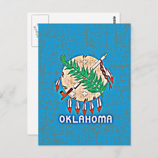 CARTE POSTALE DRAPEAU D'OKLAHOMA (Devant / Derrière)