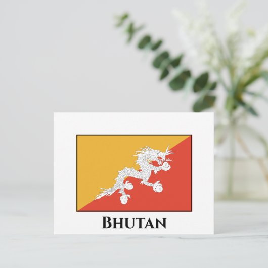 Carte Postale Drapeau du Bhoutan (Debout devant)