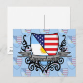Carte Postale Drapeau du Bouclier argentin et américain (Devant / Derrière)