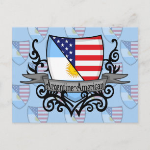 Carte Postale Drapeau du Bouclier argentin et américain
