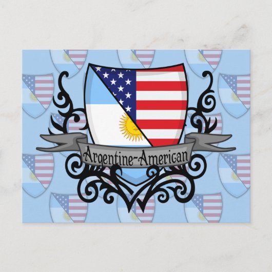 Carte Postale Drapeau du Bouclier argentin et américain (Devant)