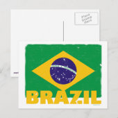 Carte postale drapeau du Brésil vintage (Devant / Derrière)