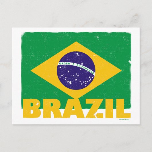 Carte postale drapeau du Brésil vintage (Devant)