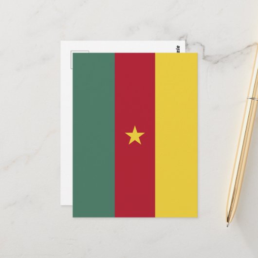 Carte Postale drapeau du Cameroun (Devant/Arrière en situation)