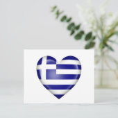 Carte Postale Drapeau du coeur grec sur blanc (Debout devant)