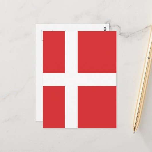 Carte Postale Drapeau du Danemark (Devant/Arrière en situation)