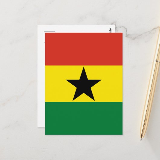 Carte Postale Drapeau du Ghana (Devant/Arrière en situation)
