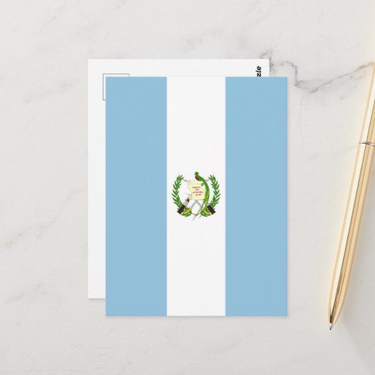 Carte Postale Drapeau du Guatemala (Devant/Arrière en situation)
