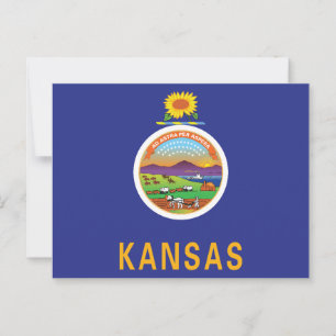 Carte Postale Drapeau du Kansas Tournesol Sceau & Ad Astra Souve