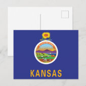 Carte Postale Drapeau du Kansas Tournesol Sceau & Ad Astra Souve (Devant / Derrière)