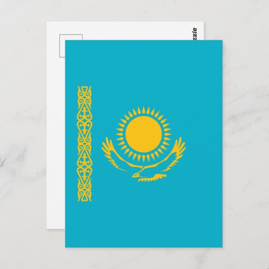 Carte Postale Drapeau du Kazakhstan (Devant / Derrière)