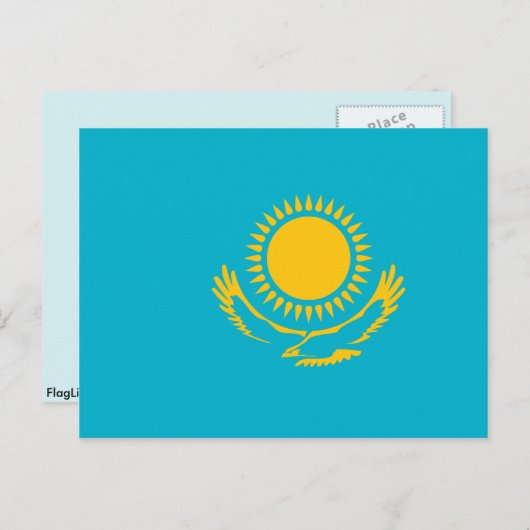 Carte Postale Drapeau du Kazakhstan (Devant / Derrière)
