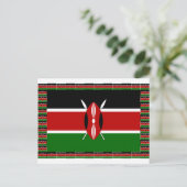 Carte Postale Drapeau du Kenya : avec cadre de drapeau miniature (Debout devant)
