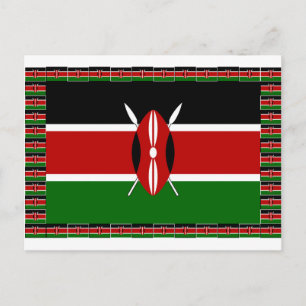 Carte Postale Drapeau du Kenya : avec cadre de drapeau miniature