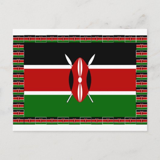 Carte Postale Drapeau du Kenya : avec cadre de drapeau miniature (Devant)