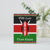Carte Postale Drapeau du Kenya : avec cadre de drapeau miniature (Debout devant)