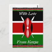 Carte Postale Drapeau du Kenya : avec cadre de drapeau miniature (Devant / Derrière)