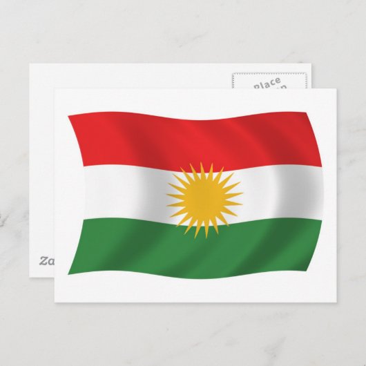 Carte postale Drapeau du Kurdistan (Devant / Derrière)