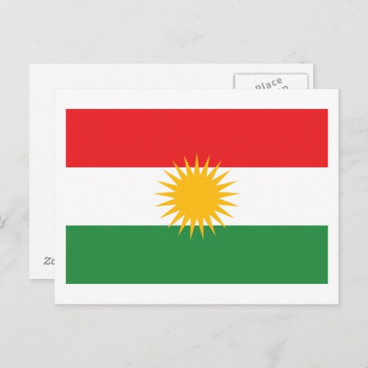 Carte Postale Drapeau du Kurdistan (Devant / Derrière)
