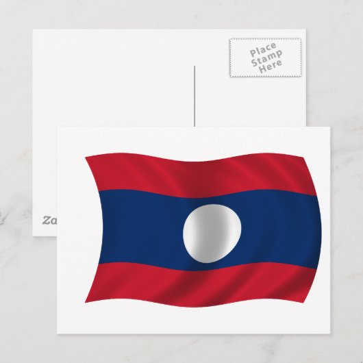Carte Postale Drapeau du Laos (Devant / Derrière)