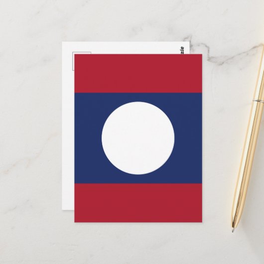 Carte Postale Drapeau du Laos (Devant/Arrière en situation)