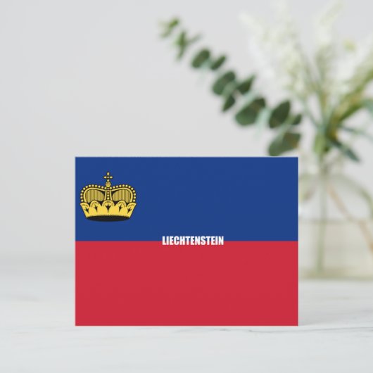 Carte Postale Drapeau du Liechtenstein (Debout devant)