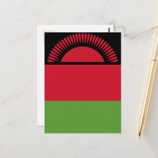 Carte Postale drapeau du Malawi (Devant/Arrière en situation)