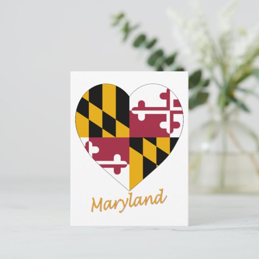 Carte Postale Drapeau du Maryland en forme de cœur (Debout devant)