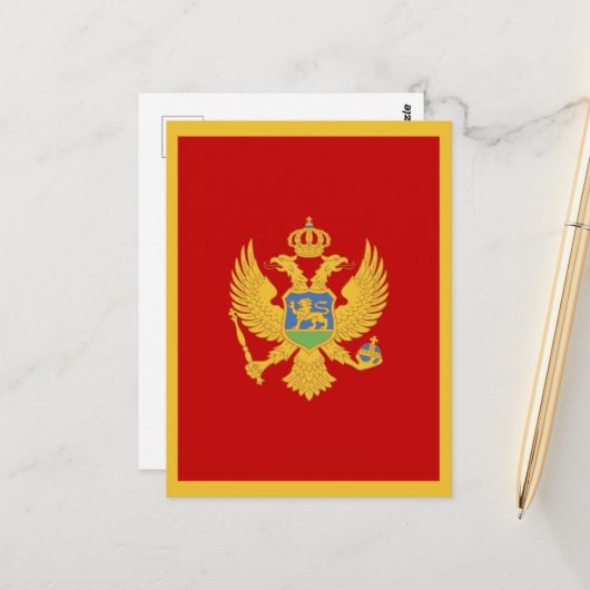 Carte Postale Drapeau du Monténégro (Devant/Arrière en situation)