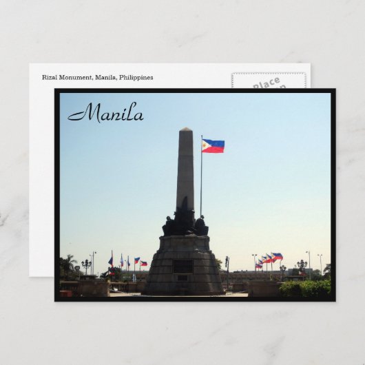 Carte Postale drapeau du monument de rizal (Devant / Derrière)