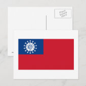 Carte Postale Drapeau du Myanmar 1974-2010 (Devant / Derrière)