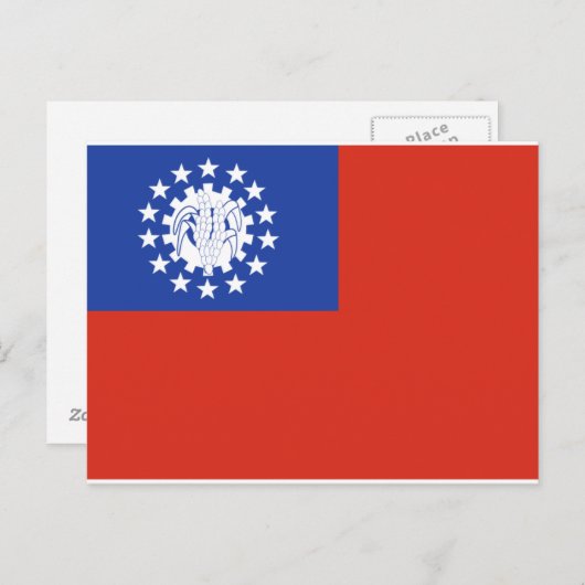 Carte Postale Drapeau du Myanmar 1974-2010 (Devant / Derrière)