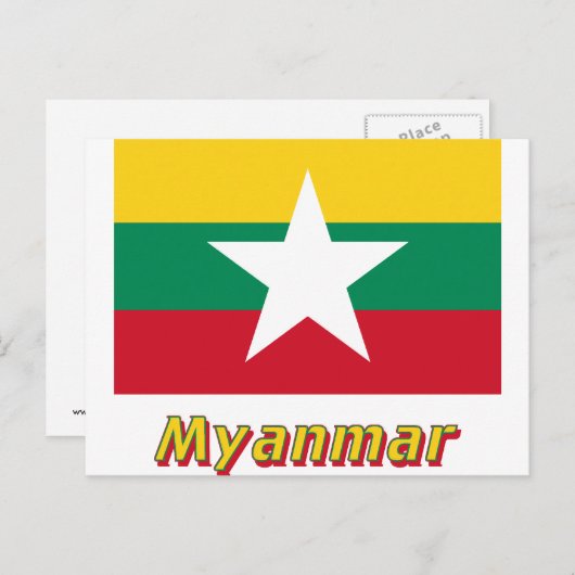 Carte Postale Drapeau du Myanmar avec nom (Devant / Derrière)