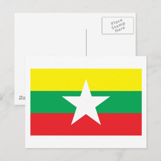 Carte Postale Drapeau du Myanmar proposé pour 2007 (Devant / Derrière)